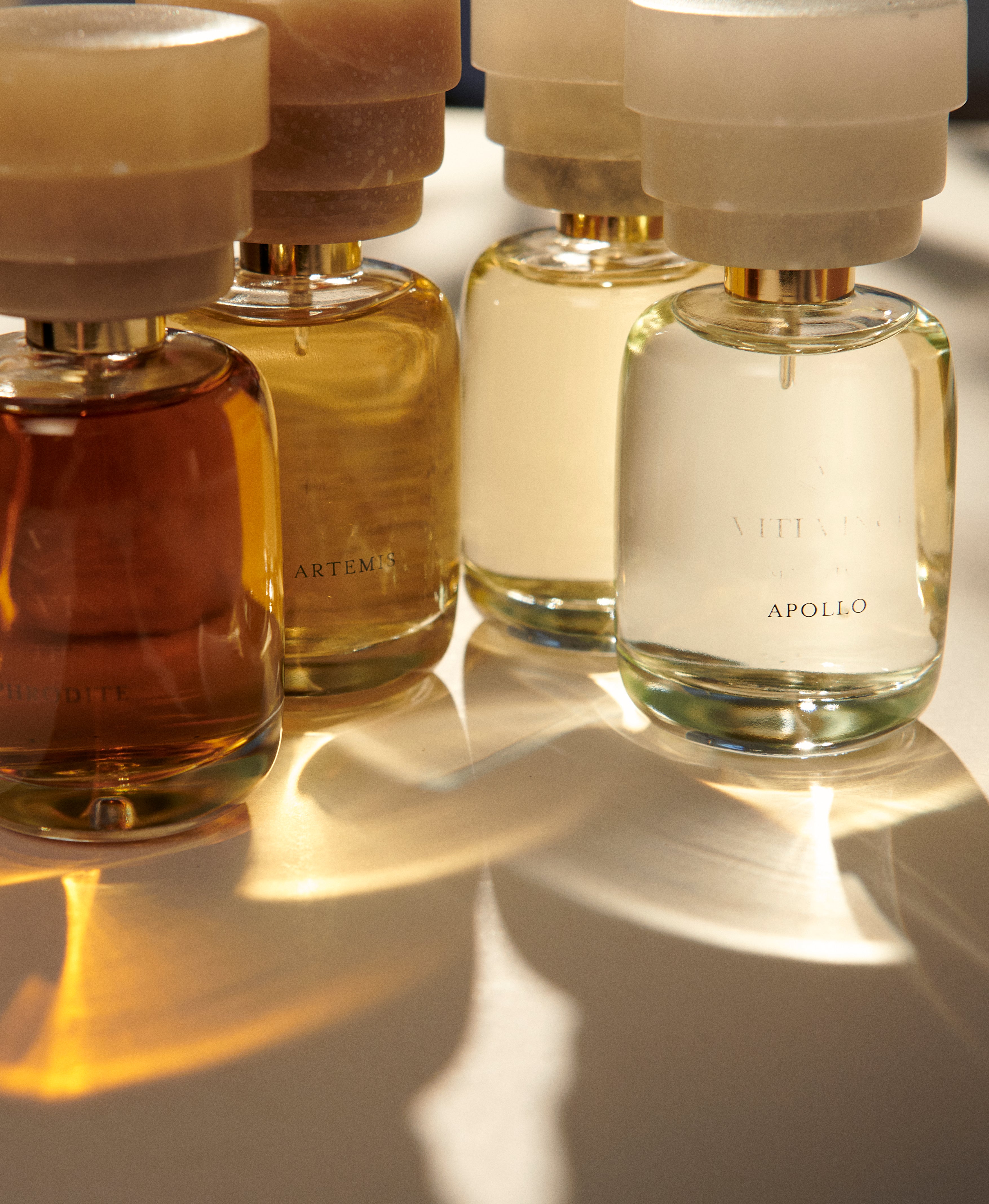 Viti Vinci Collectible Olfactory Artworks including The Collector and the three scent artworks from the Mythos Collection: Apollo, Artemis and Aphrodite